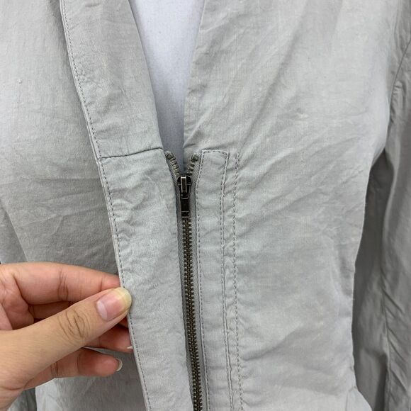 Eileen Fisher Linen Blend Jacket Women PM Petite Medium Zip Up Crinkled Shawl - Picture 4 of 15